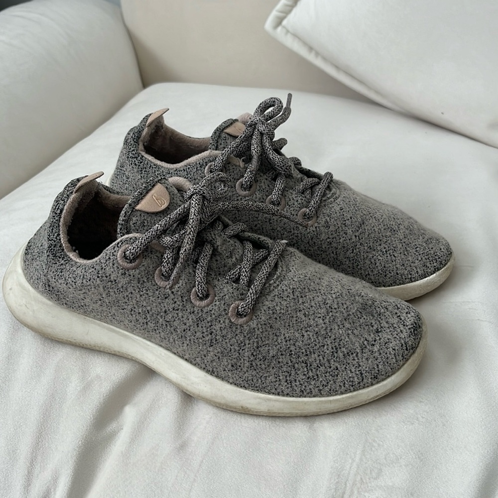 Grey pink Allbirds wool sneakers